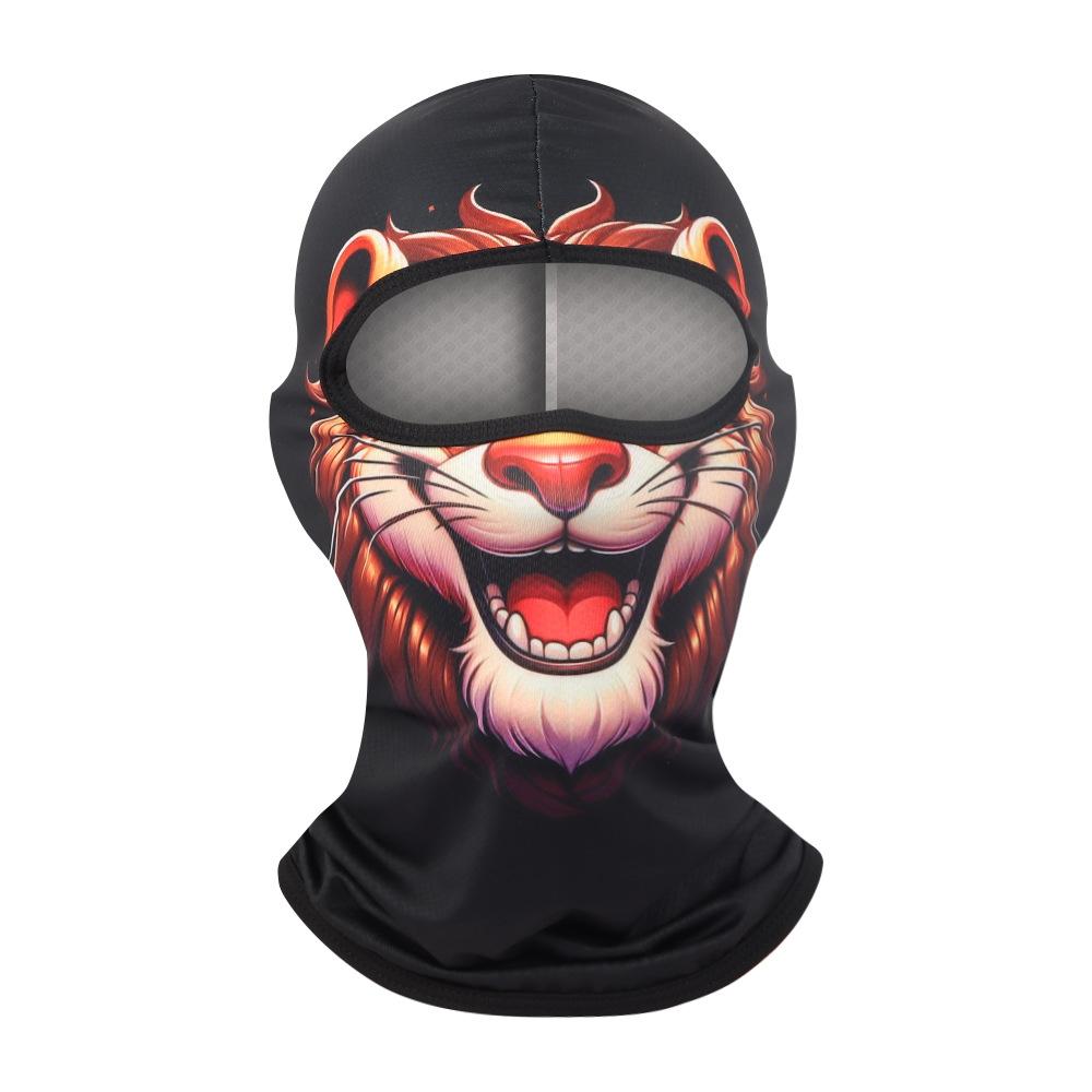 Máscara Facial Esportiva Respirável Proteção Solar À Prova de Vento Cobertura para a Cabeça Forrada com Capacete Verão Estampada com Animais 3D Balaclava para Motociclista