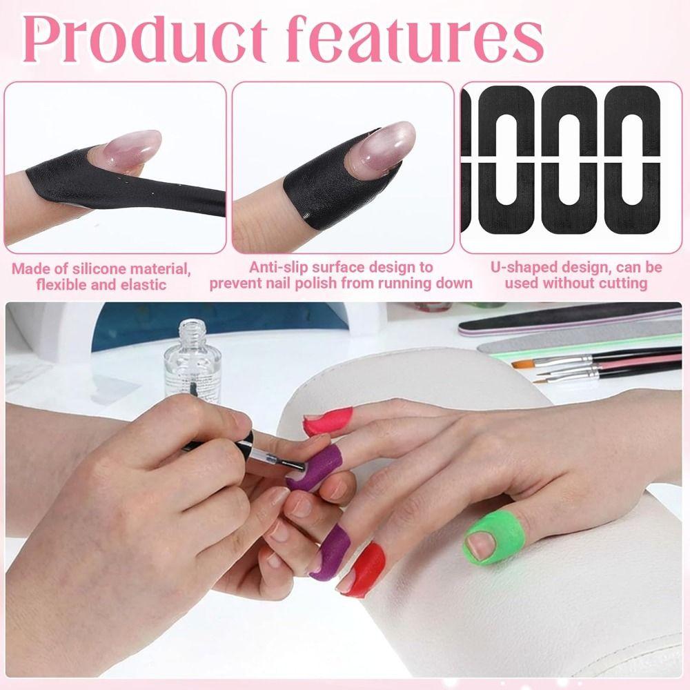 100Pcs U-Shape Nail Polish Stickers Reusable Anti-Overflow Tape Nail Art Tools