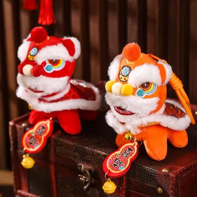 Bell Lion Dance Pendant Fortune Character Chinese New Year Gift Lion Dance Keychain  Small Gift