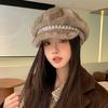Autumn and Winter Beret Cap Women's Imitation Mink Hair Thermal Ear Protection Hat Versatile Casual Retro Octagonal Hat Painter Hat