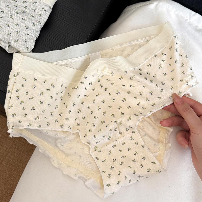 Girls Sweet Little Floral Cotton Crotch Briefs Panties