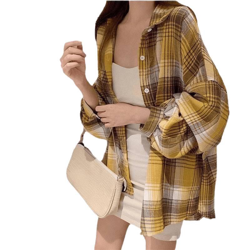 Neue Damen Retro Karierte Hemdjacke - Lässiger Frühjahrs- und Herbststil