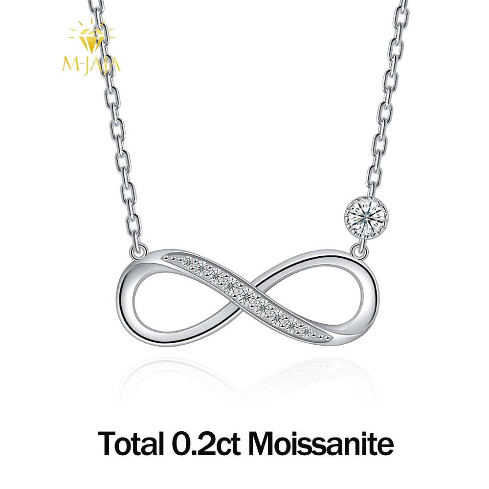 

M-JAJA Moissanite Necklace Möbius Infinite Loop Pendant Necklace for Women 925 Silver Gold Plated Fine Jewelry Gift