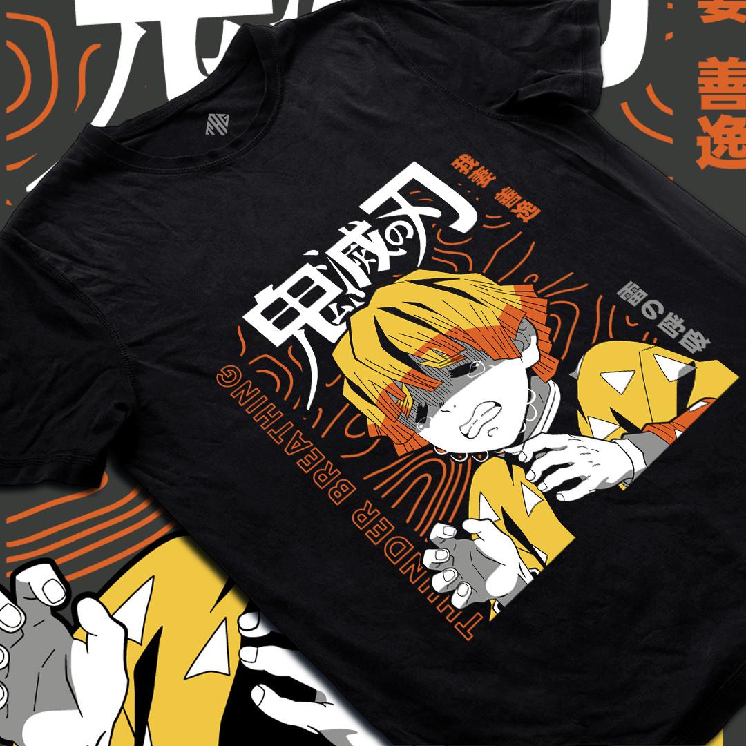 Zenitsu Agatsuma T-Shirt Mens Womens Tees Top Demon Slayer Thunder Breathing Anime Tee 4XL