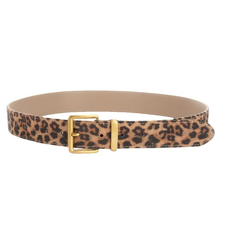 Leopard Print Genuine Leather Belt for Women, Alloy Pin Buckle, High-quality, Versatile, Simple Jeans, Niche Belt for Women