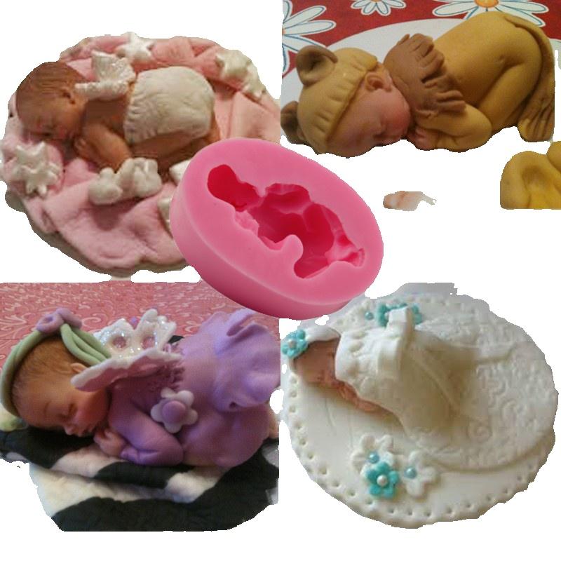 Kreative 3D Schlafende Baby Puppe Silikon Kuchenform Gesicht nach unten Party Fondant Dekorationswerkzeuge Cupcake Schokolade Backformen