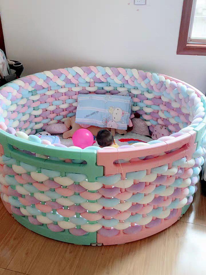 European Single Strand 5cm Cable Knit Baby Bed Bumper - Handmade Anti-Collision & Anti-Fall Decoration