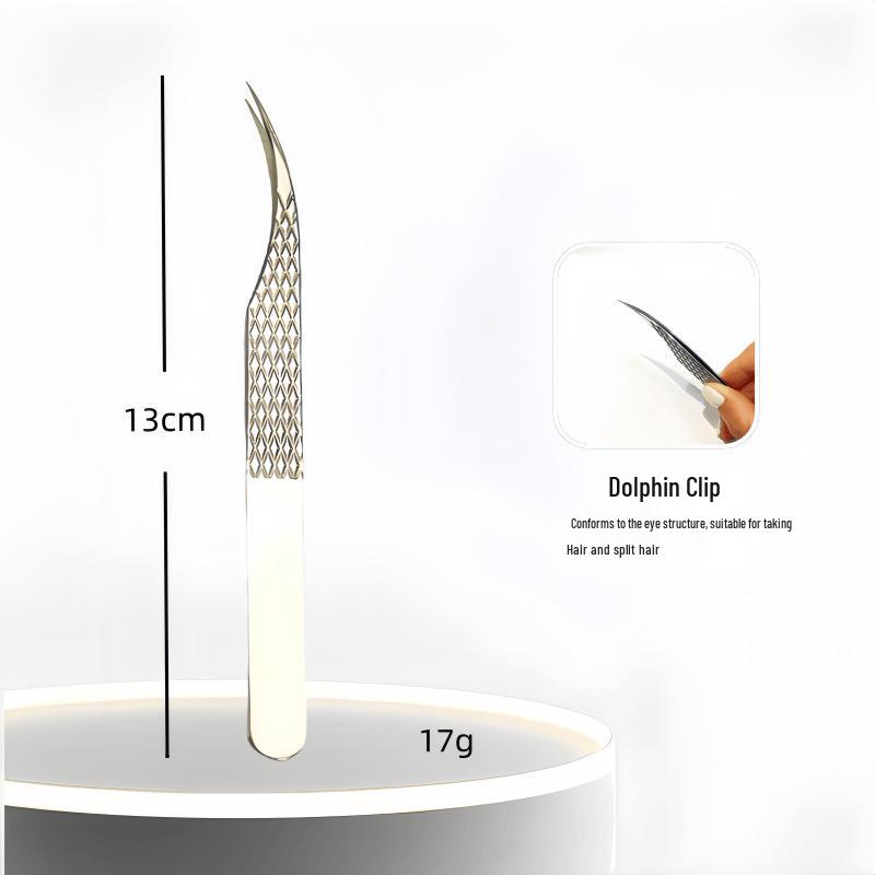 High Precision Diamond Pattern Eyelash Tweezers with Stainless Steel Fiber Tip