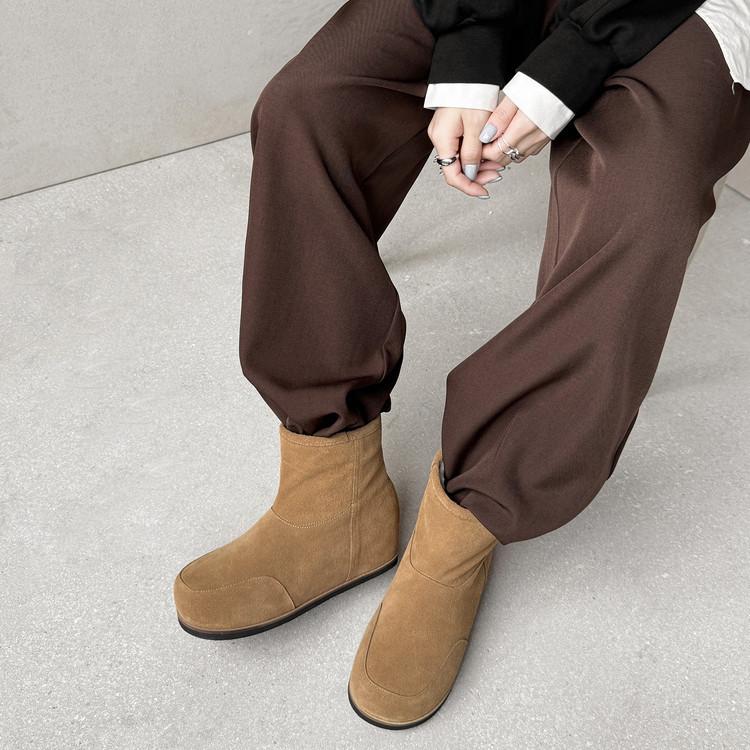 Kara Linshan Fur Integrated Snow Boots Flat Short Boots Women's Versatile Wool Boots 2025 Autumn and Winter New Wide Boots