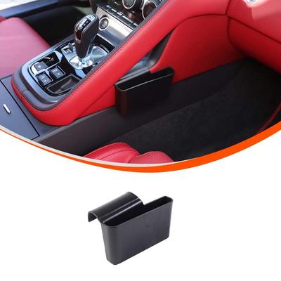 Für Jaguar F-TYPE 2013-2024 ABS Schwarz Mittelkonsolen-Seiten-Aufbewahrungsbox Multifunktions-Handyablage Autozubehör
