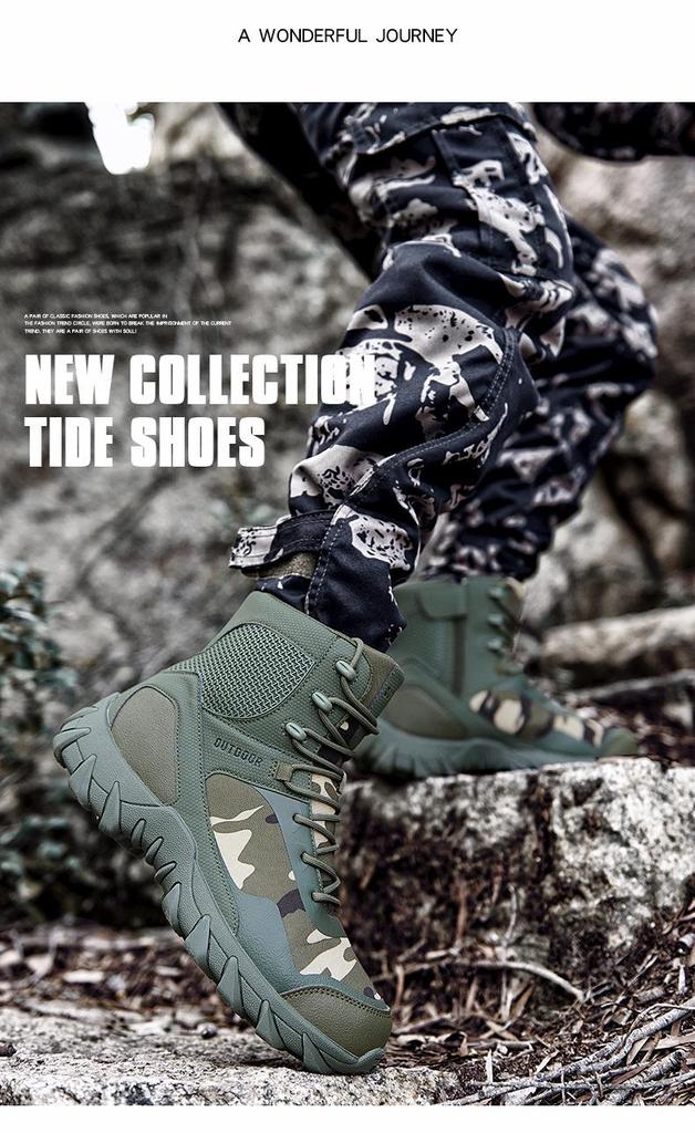 Men's Mid-Top Desert Tactical Military Sports Boots - Large Size