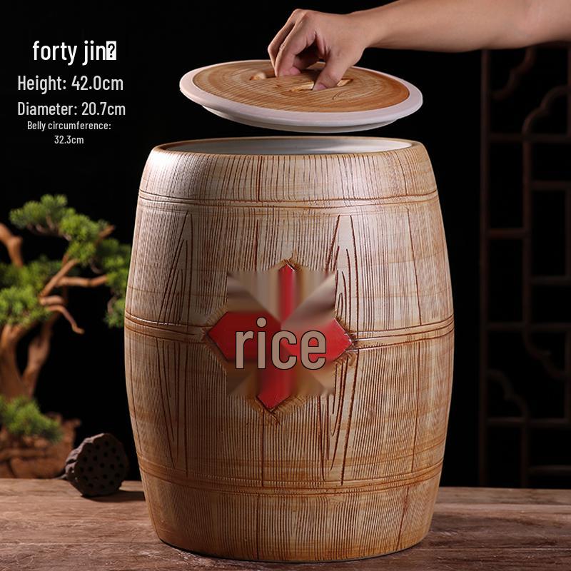 Ceramiczny Słoik na Ryż z Pokrywką Jingdezhen - Pojemność 10/20/30/50 Jin Pojemnik do Przechowywania Mąki
