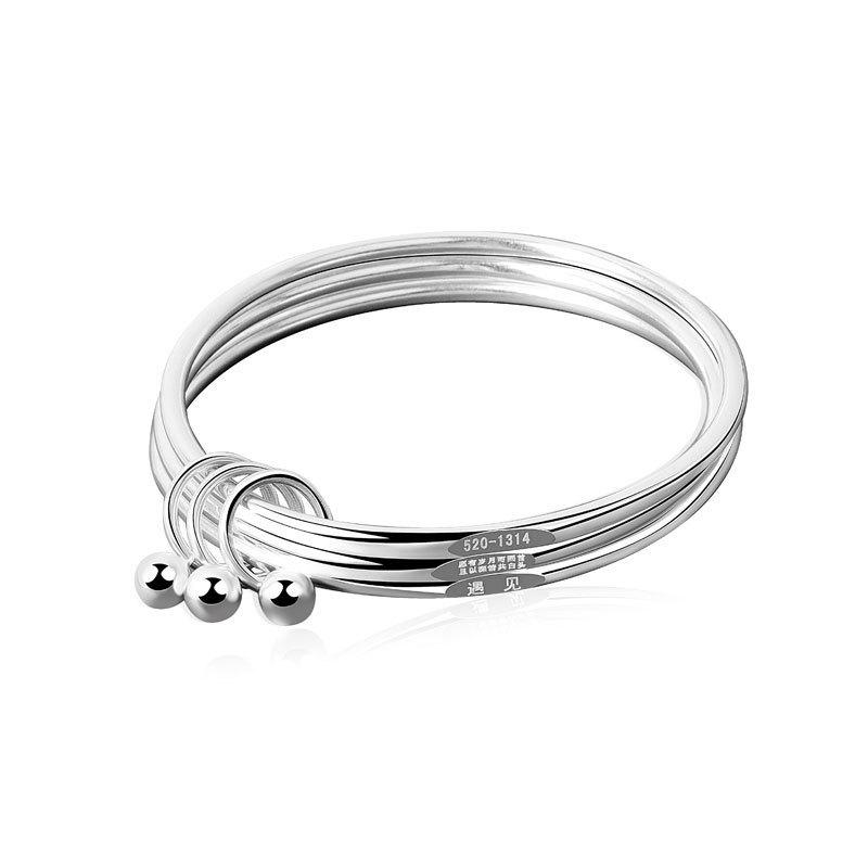Three Lives Three Worlds Pure Silver Bracelet With Preserved Flower Box Romantic Qixi Gift For Her Inner diameter 58mm