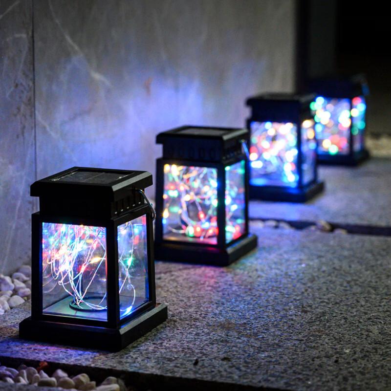 Solar Outdoor Garden Palace Lanterns with 4-Color LEDs (3-Pack)