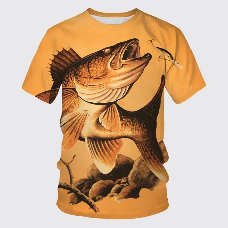 

Літня мода Рибальська риба візерунок 3D принти Чоловіча трендова повсякденна спортивна футболка з короткими рукавами Великі топи Дитяча футболка з круглим вирізом 160