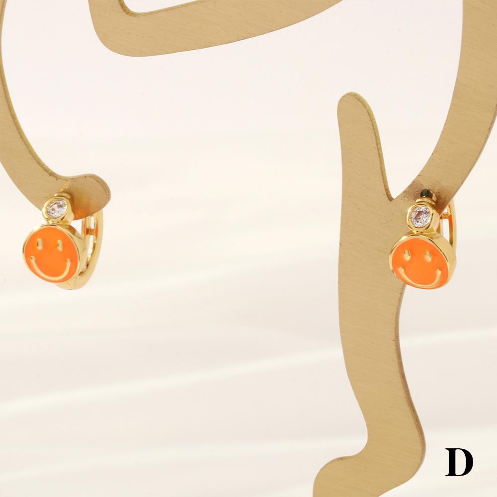 

Colorful Enamel Smiley Face Earrings - Summer Zircon Copper Cuffs, Trendy Ins Style