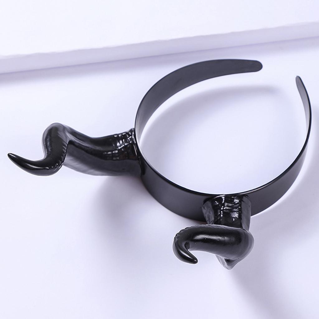 Black Devil Horns Headband Gothic Cosplay Hair Hoop Halloween Hair Accessories for Costume Party Dress Up Makeup Hairdress