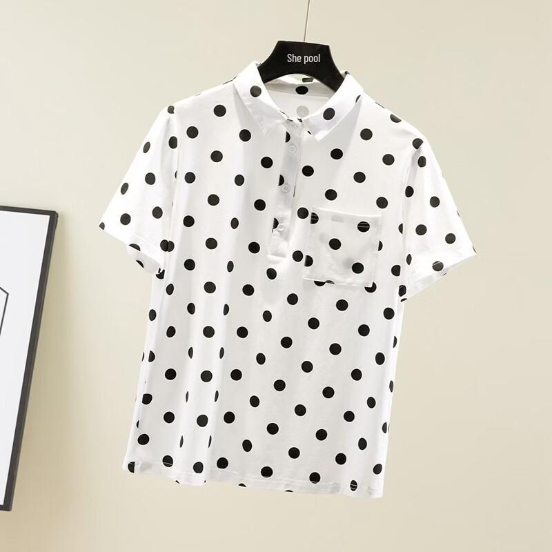 Women's Loose Fit Polka Dot Polo T-Shirt