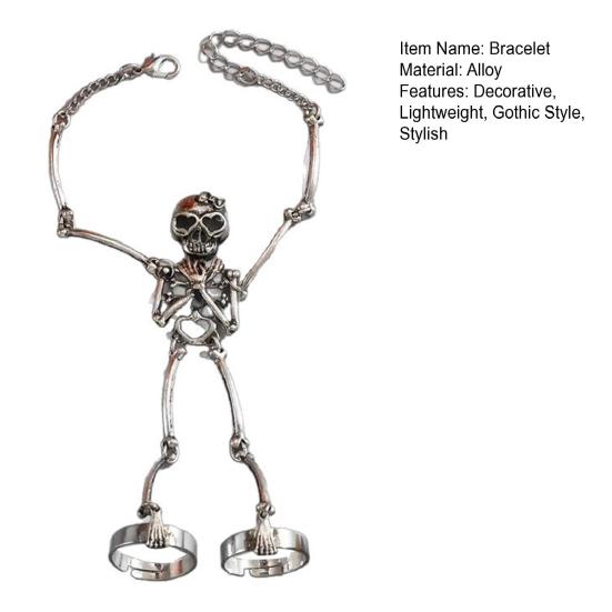 Skull Hand Chain Bracelet Skeleton Hand Bracelet Finger Ring Chains Goth Slave Chain Hands