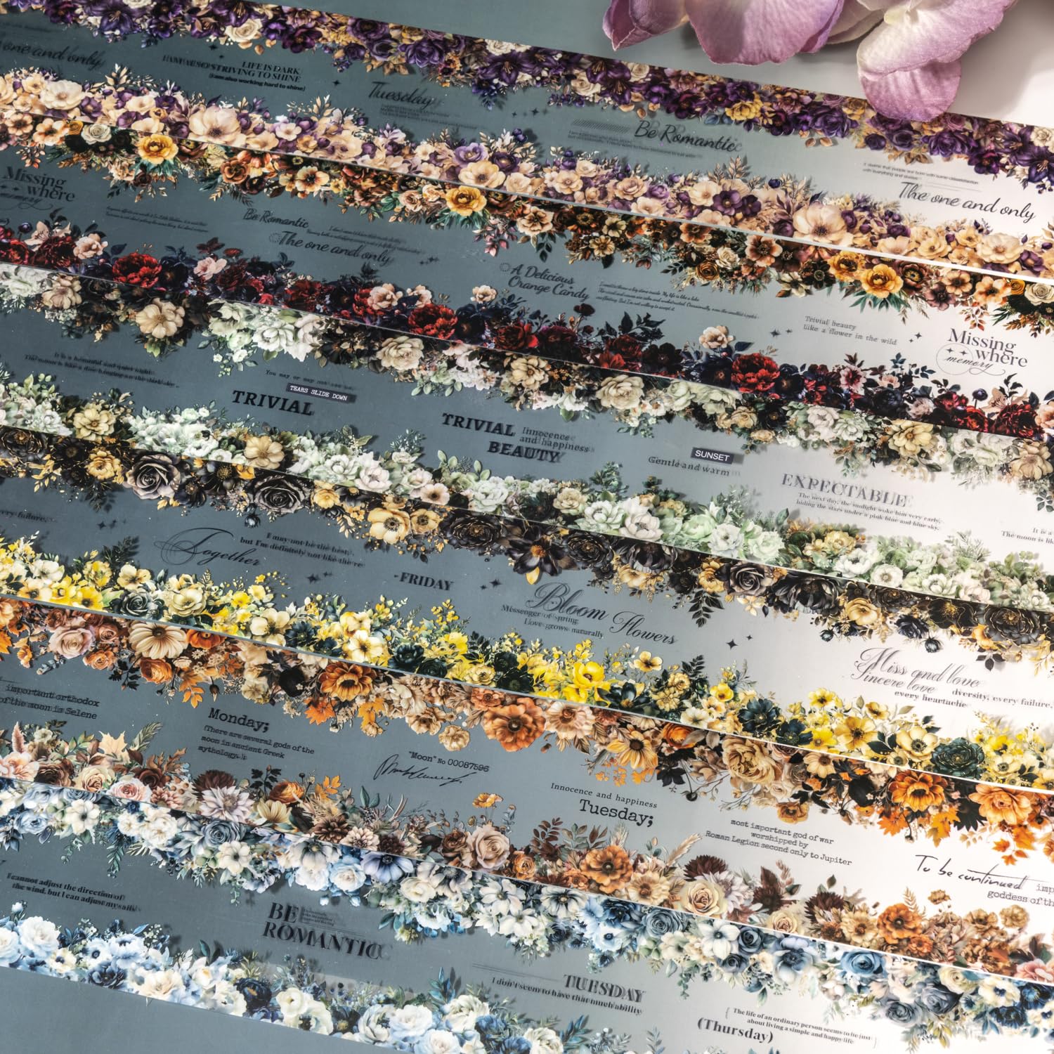 

Alideco Маскировочная Милая Ретро Темный Стиль Акварельная Цветочная Прозрачная ПЭТ Клейкая Широкая Стильная Маскировочная Наклейка 6 штук Лента, Узор, Водостойкая