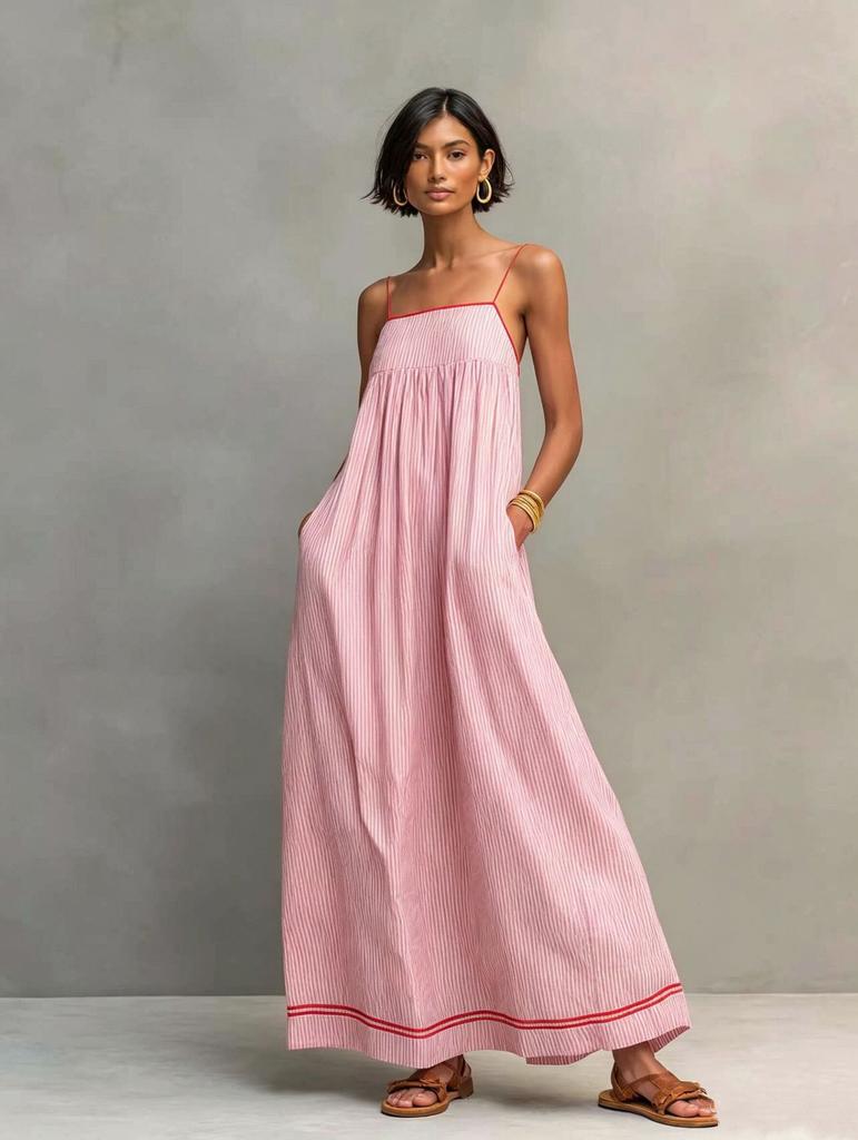 2026 European and American summer fashion casual suspender sleeveless long dress women's clothing