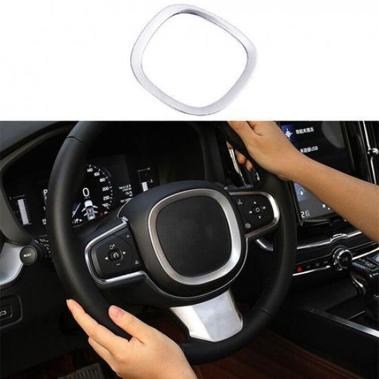 Fit For Volvo XC90 2016- Matte Silver Steering Wheel Sheet Ring Trim 1PCS