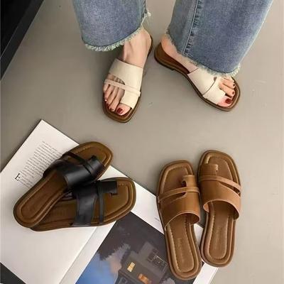 Summer Women's Open-Toe Flat Sandals, Casual Slip-On Beach Sandals for Vacation and Everyday Wear