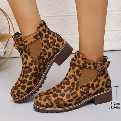 Жіночі класичні вельветові короткі чоботи з леопардовим принтом, вінтажне модне універсальне взуття з чудовою міцністю та протиковзкою якістю