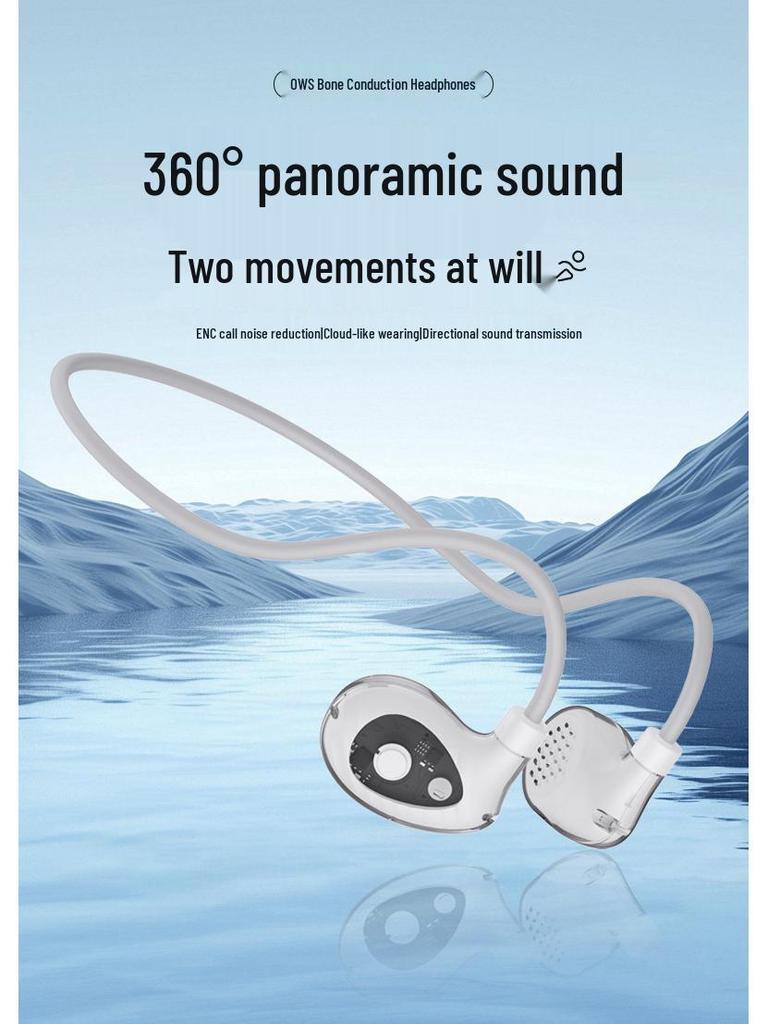 V6 Bone Conduction Wireless Bluetooth In-Ear Headphones - Open Ear Hook Style for Secure Fit During Sports Activities