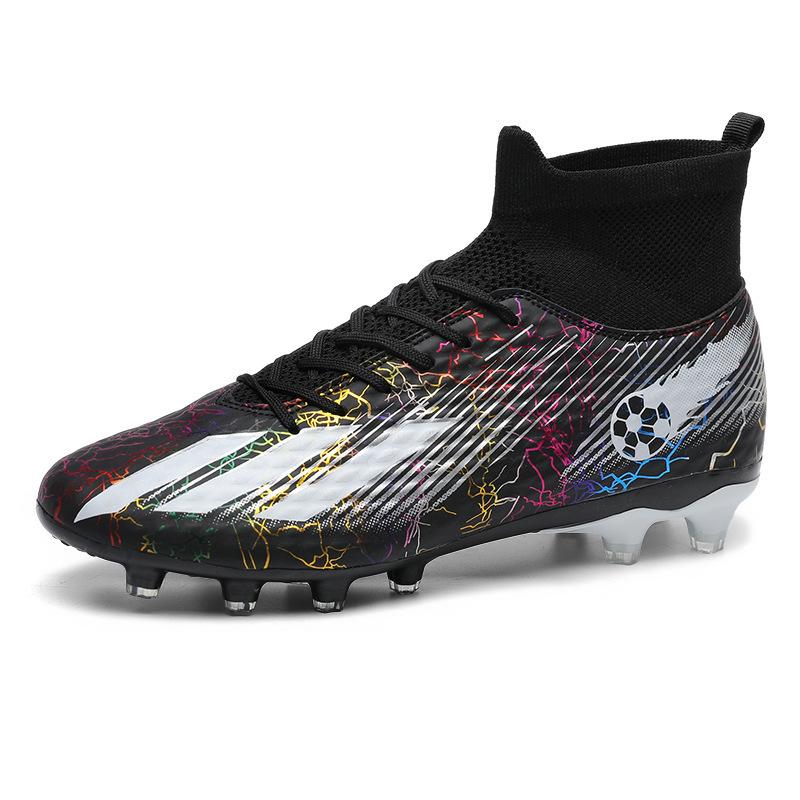 2025 Football Shoes High-top Boys and Children with Broken Nails and Spikes, Youth and Students Competition Artificial Turf Training Shoes