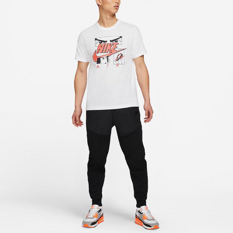 Nike Cartoon Alphabet Logo Print Sports Crew Neck T-Shirt Men Tops White DB6152-100