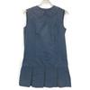 Louis Vuitton 12 Stainless Steel Navy Polyester X Silk Back Button Sleeveless Frill Dress Dress 38 NavyUsed