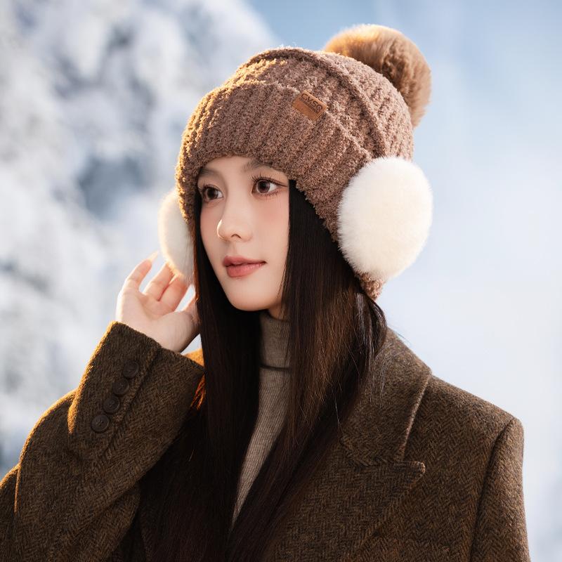 Winter New Hairball Ear Protection Warm Knitted Hat Piled Thickened Cold-proof Casual Wool Hat