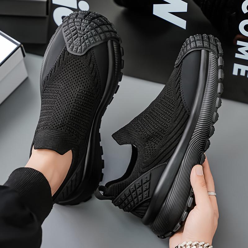 Sommer Neue Street Sport Stil Mesh Atmungsaktiv Einfarbig Schwarz Sneakers Für Herren Tägliche Kleidung Slipper Loafer Outdoor Freizeitschuhe