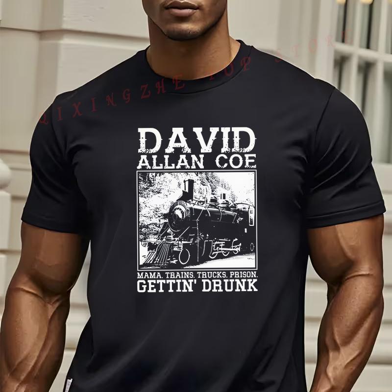 MenS Vintage Style DAVID ALLAN COE Graphic TShirt Casual Short Sleeve Tees S