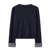 Women's Plaid Spliced Knit Top
