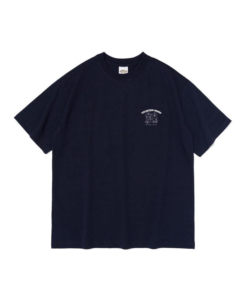 ANALOG MOOD Summer Vacation Mood Short Sleeve T-Shirt (Navy)