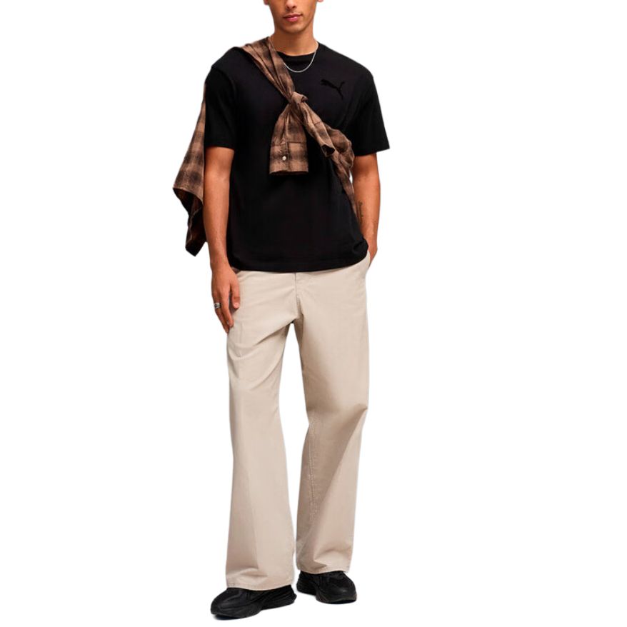 Puma Knitted Solid Color Round Neck Pullover Simple Short Sleeve T-Shirt Men Tops 637775-01