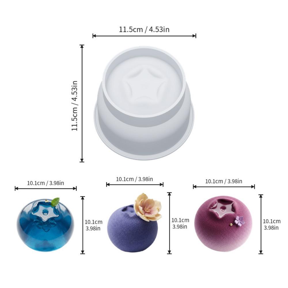 4 Inch Blueberry Mousse Cake Mold Heat Resistant Handmade Fruit Shaped Dessert Mold Food Grade Silicone Reusable серый