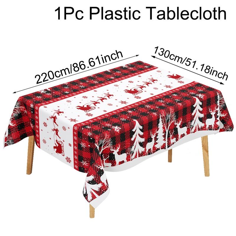 Christmas Disposable Tablecloth Christmas Decorations for Home 2026 Table Cover Navidad Noel New Year Gifts Dining Table Decor