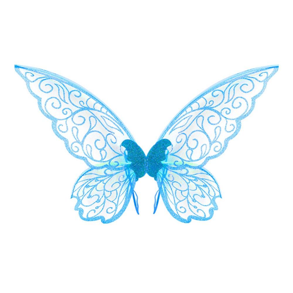 

Sparkle Butterfly Fairy Wings Colorful Elf Wings Costume Princess Butterfly Wing for Adult Kid синий