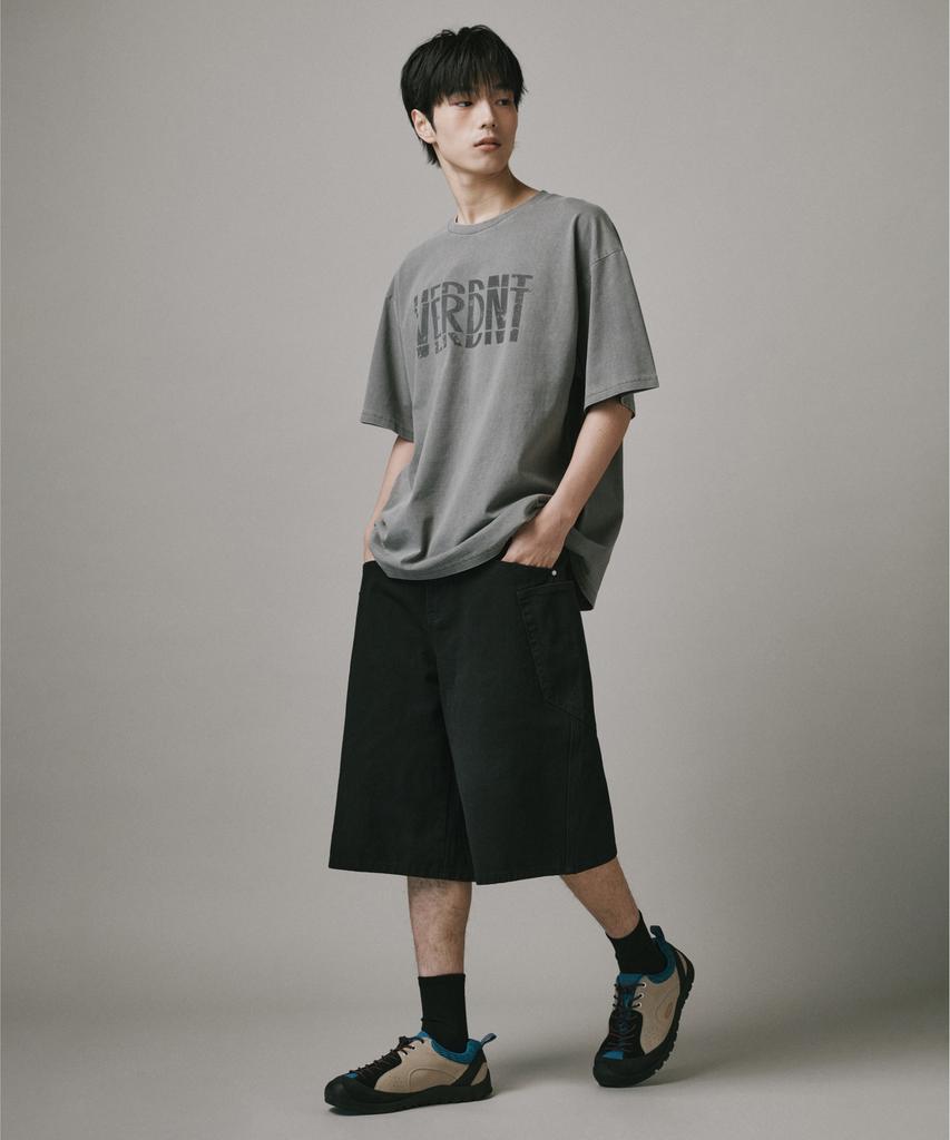 Beodeonteu Layered Cargo Twill Cotton Bermuda Shorts [Black]