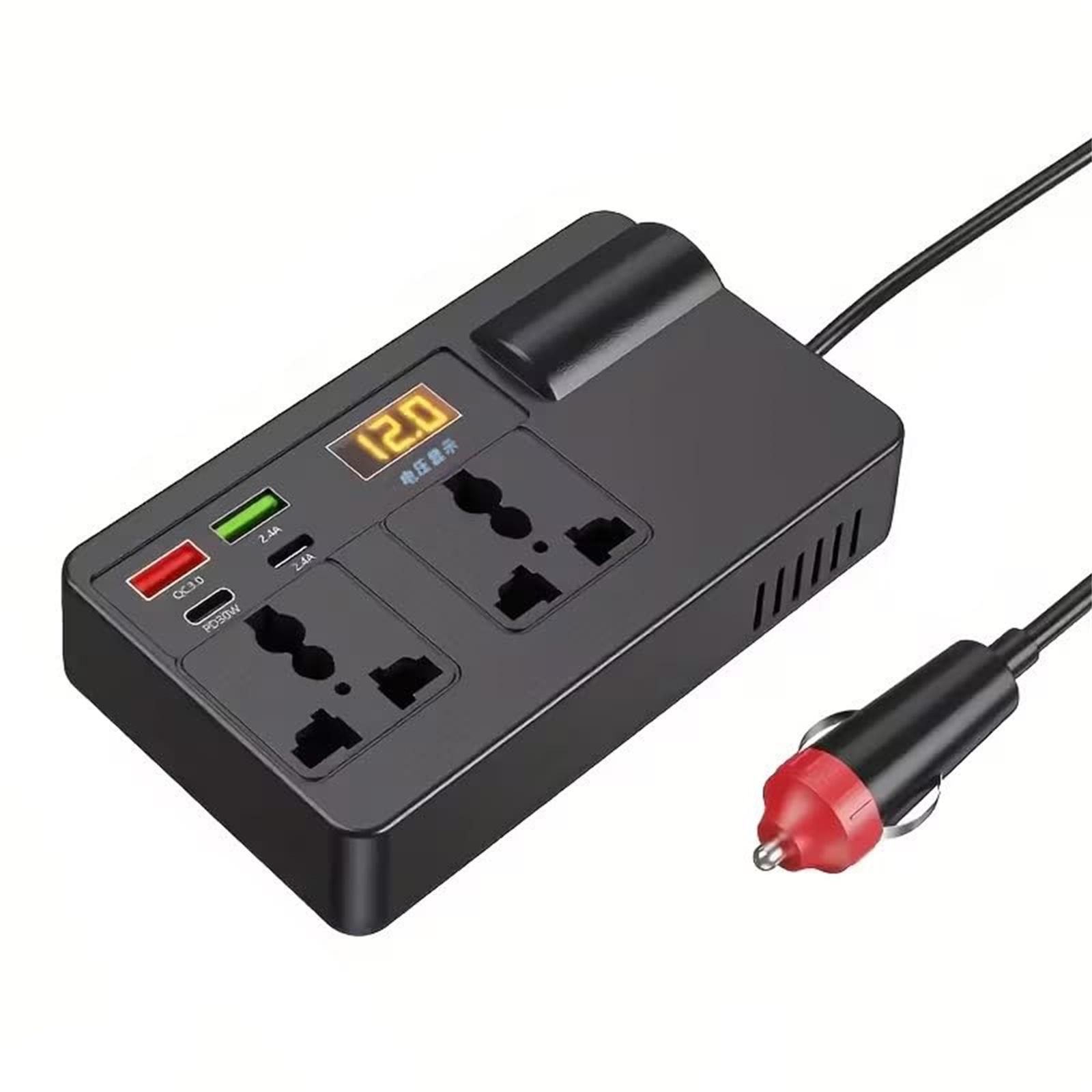 

Car Power Inverter, 12V-24V To 220V Voltage Converter, With PD30W Type-C And USB-A Interface Car Plug Adapter One Size