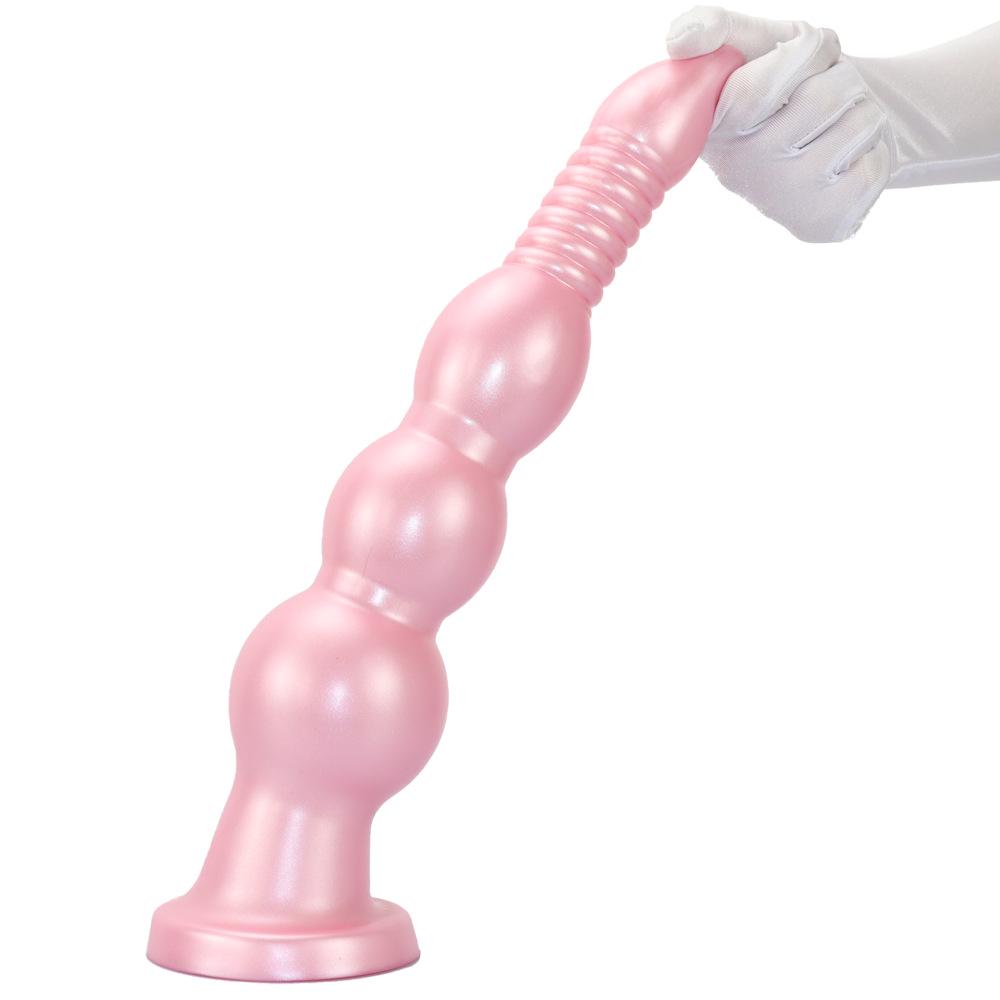 Silicone Threaded Ultra-Long Thick Anal Plug and Dilator for Women - Wearable Fake Penis Sex Toy