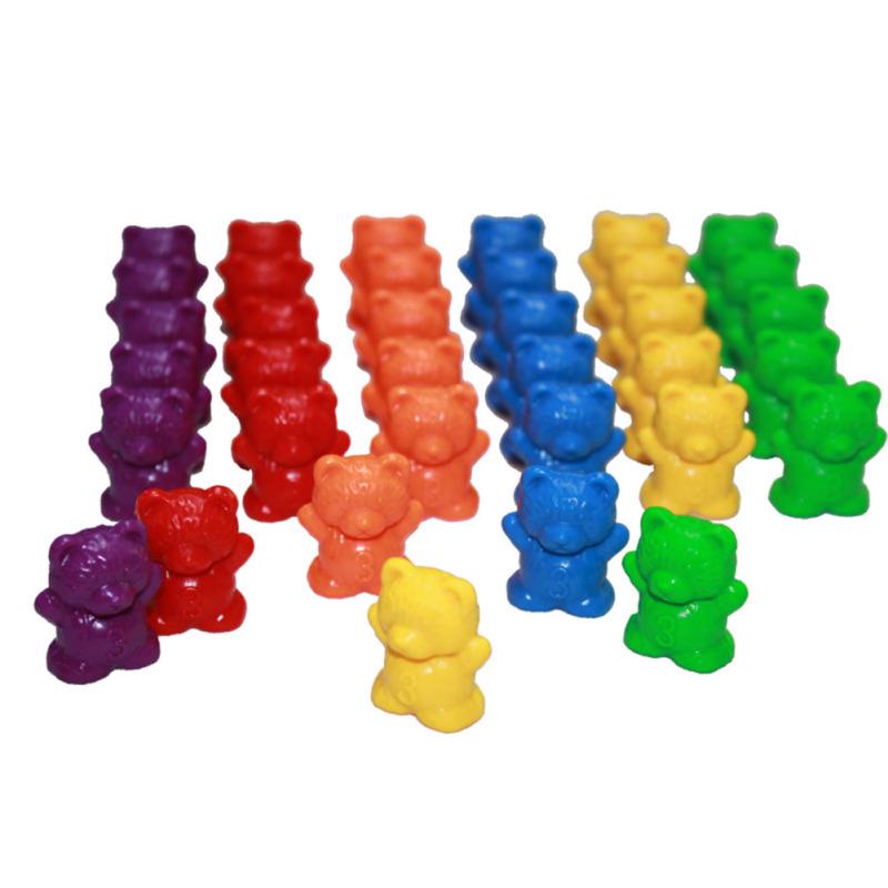 Rainbow Counting Bears Muffin Cups Montessori Color Sorting Matching Game Kid Baby Early Educational
