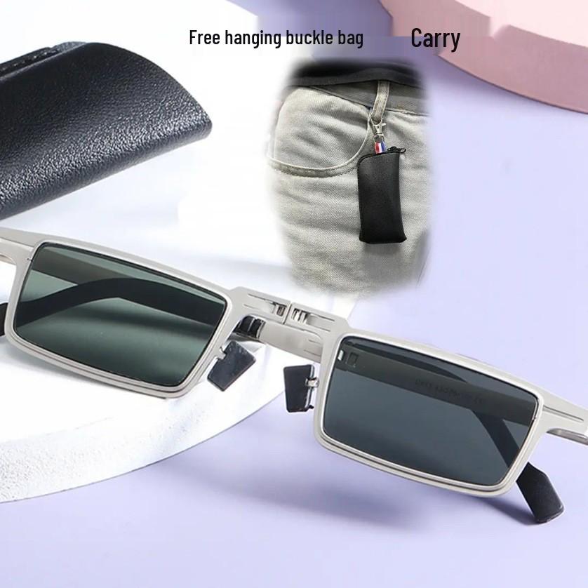 Compact Ultralight Foldable Stainless Steel Anti-UV Sunglasses, Screwless Design