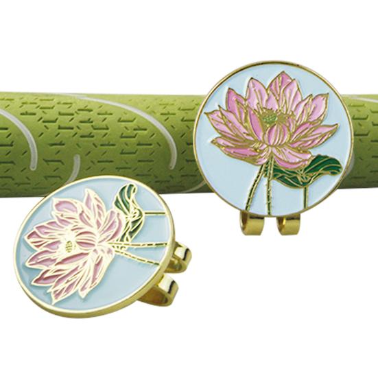 Golfballmarkør Hattklemme Emalje Lotusblomst Design Magnet Hattklemme Ballmarkør Golftilbehør for Kvinner Menn Golfspiller Gave