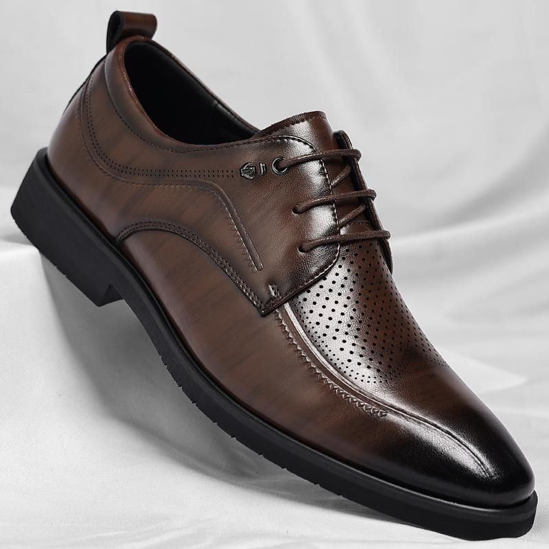 Men's 2025 Large Size Leather Shoes Brock Business Trend Men's Formal Wear British Style Commuter Shoes