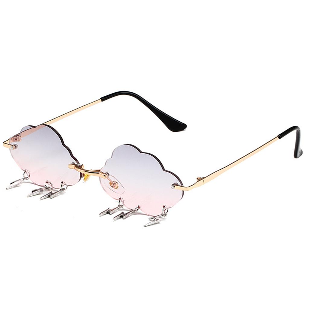 Stylish Cloud Lightning Sunglasses for Girls Boys Photo Props Travel Hip Hop Sunglasses Frameless Hip Hop Glasses