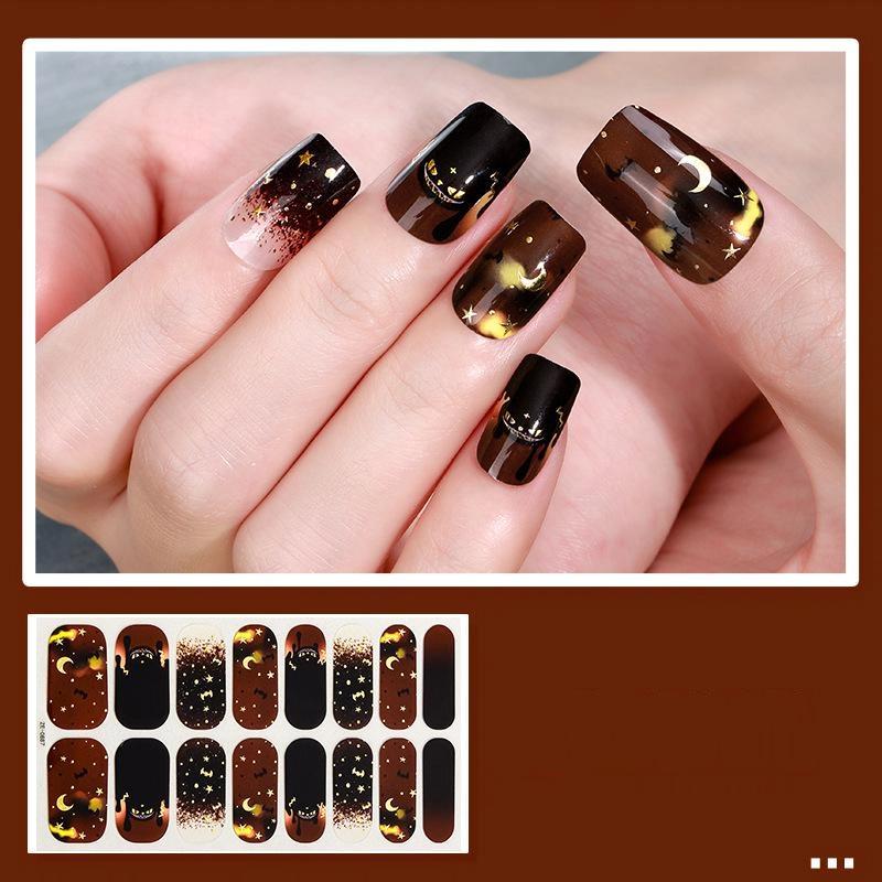 1Sheet Halloween Nail Stickers Waterproof European And American Cartoon Children'S Cute No Bake Night Light Nail Decoration